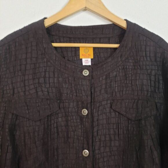 Ruby Rd Woman Textured Jacket 24W Brown Boho Artsy Lightweight - Picture 2 of 9